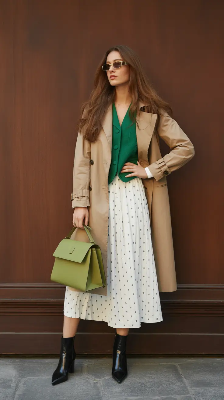 popular early spring outfits 2026+Classic Trench Meets Fresh Spring Green