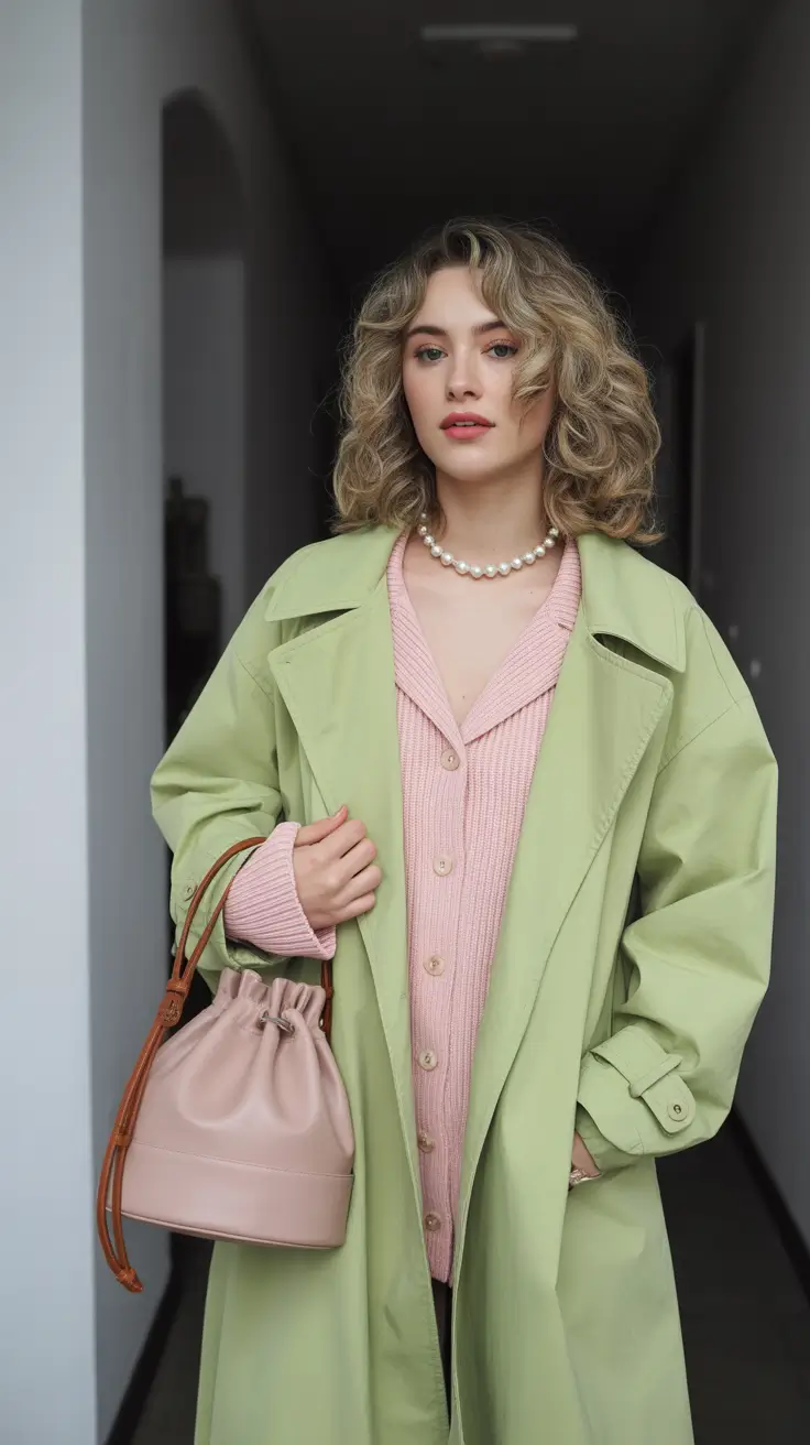 popular early spring outfits 2026+Pastel Layers with Modern Trench Energy