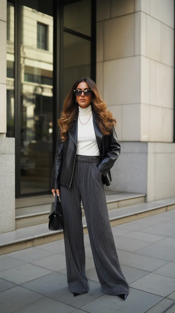 popular early spring outfits 2026+Monochrome Neutrals with a Touch of Edge