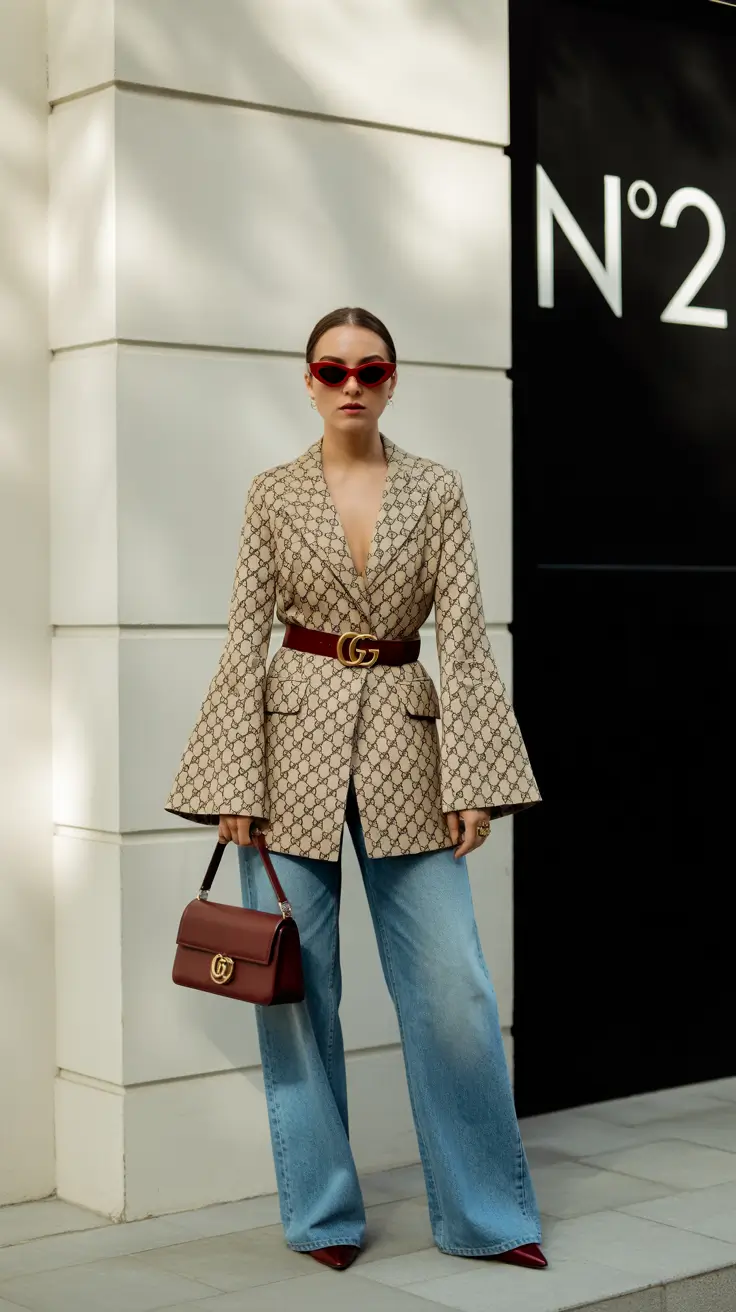 popular early spring outfits 2026+Statement Blazer with Denim Ease