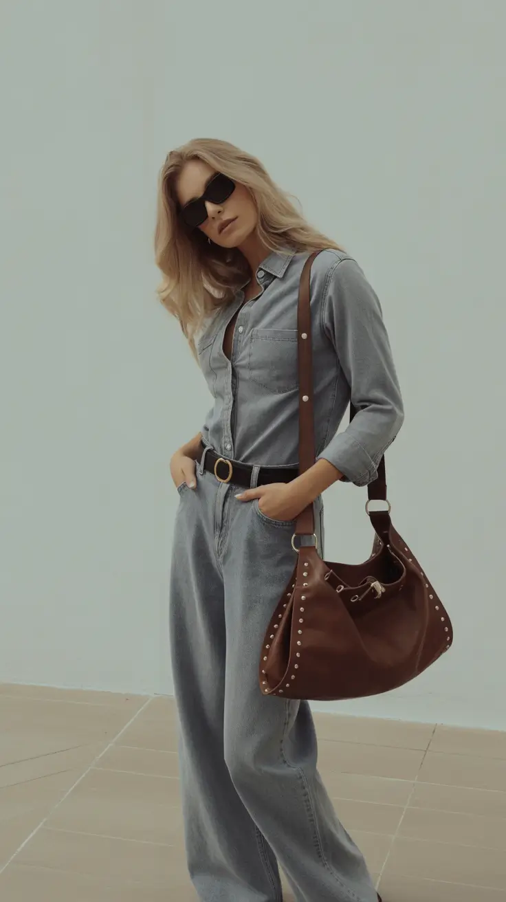 popular early spring outfits 2026+Relaxed Denim-on-Denim Minimalism