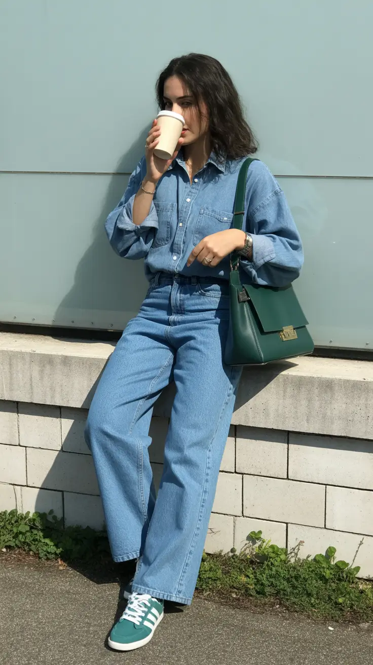 spring outfits streetwear y2k Denim Simplicity with a Touch of Retro Athleticism