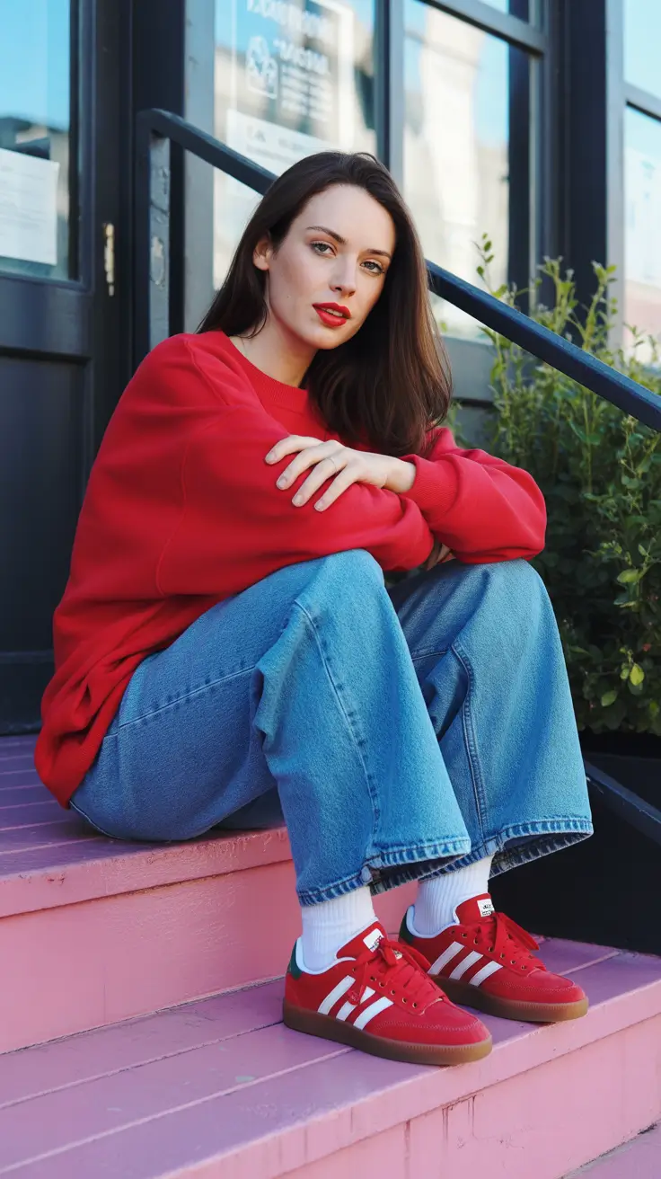 spring outfits streetwear y2k Classic Red Streetwear with a Fresh Athletic Spirit