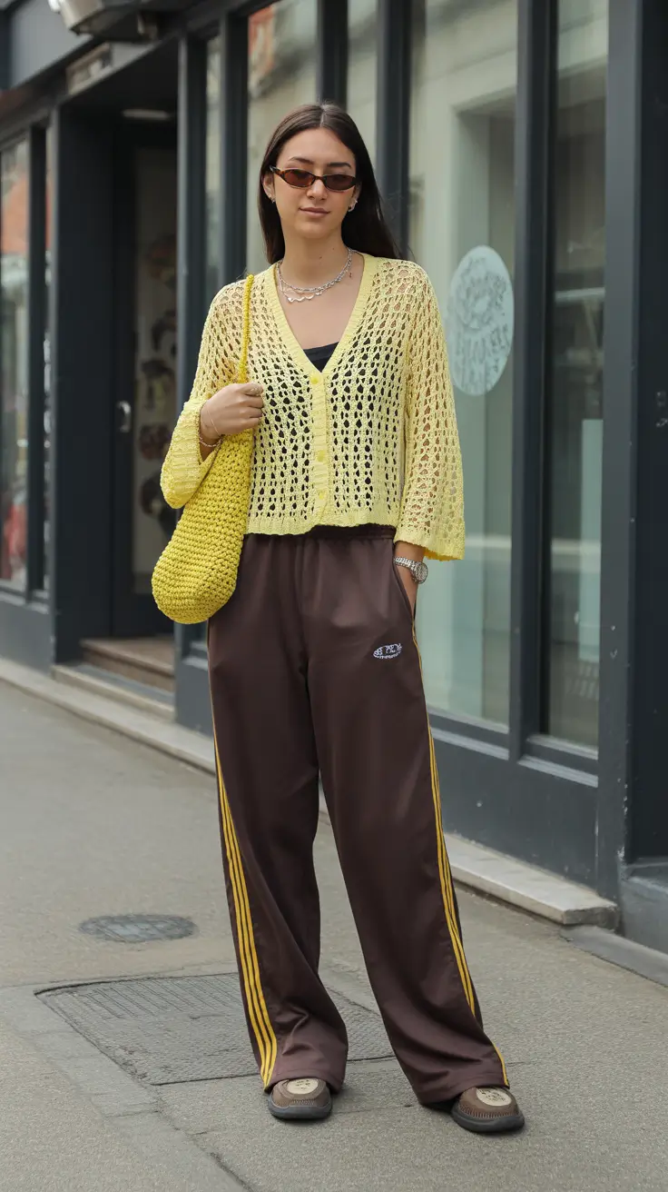 spring outfits streetwear y2k Retro Knit Textures with Athletic Ease