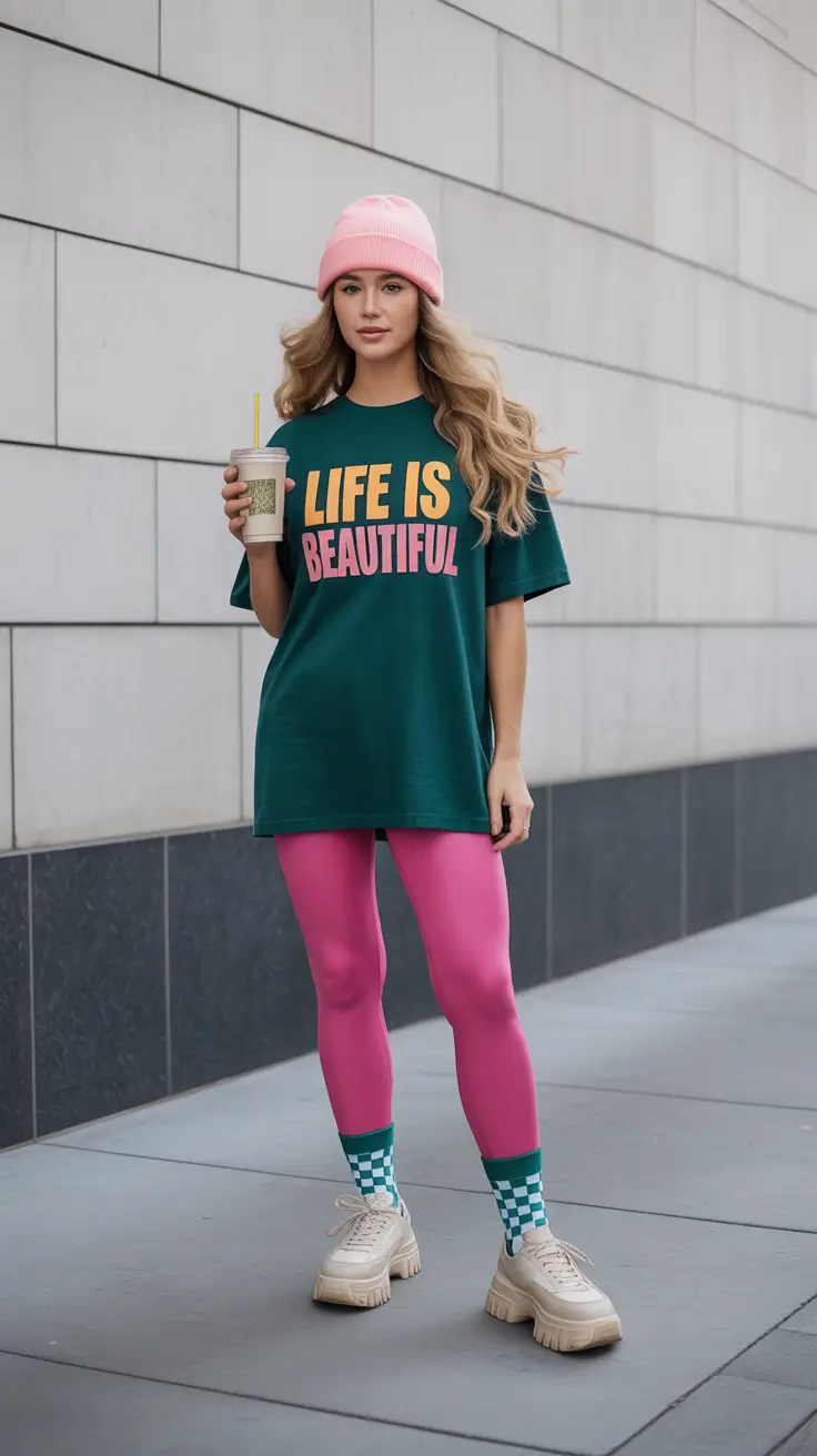 leggings outfit spring 2026 Playful Color Blocking with Spring Personality