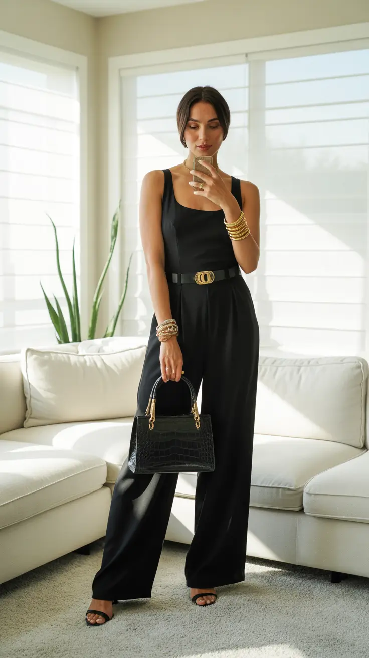 spring date night outfit 2026 Sleek Monochrome for Effortless Confidence