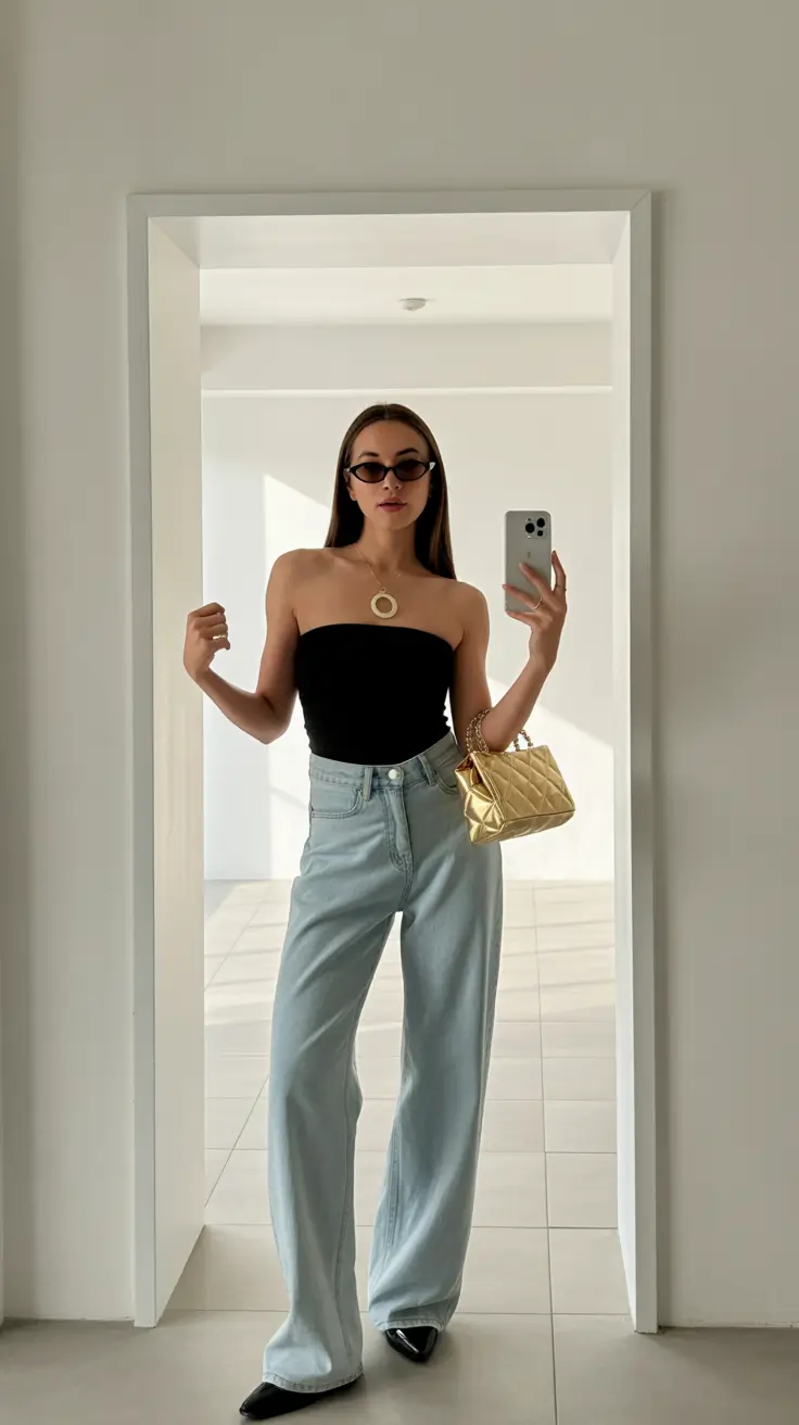 spring date night outfit 2026 Minimal Black and Denim for Soft Spring Evenings