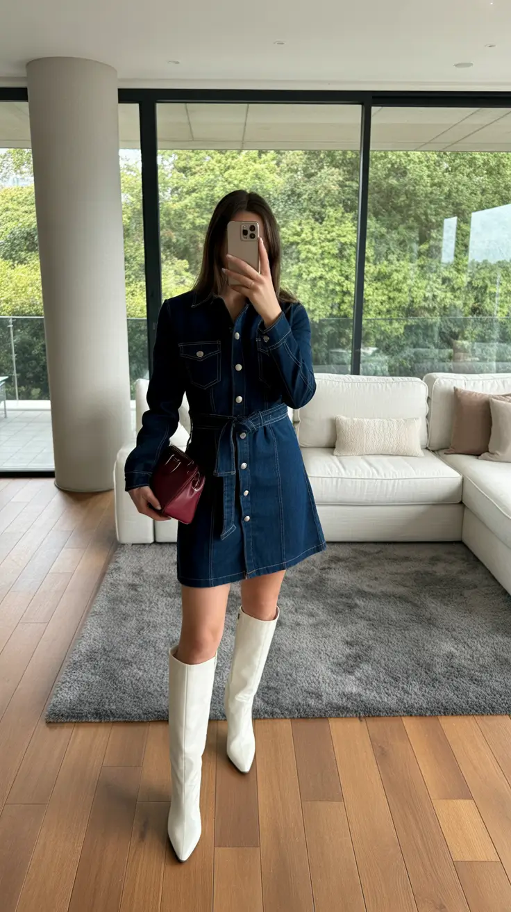 spring date night outfit 2026 Denim Dress Charm with a Modern Twist