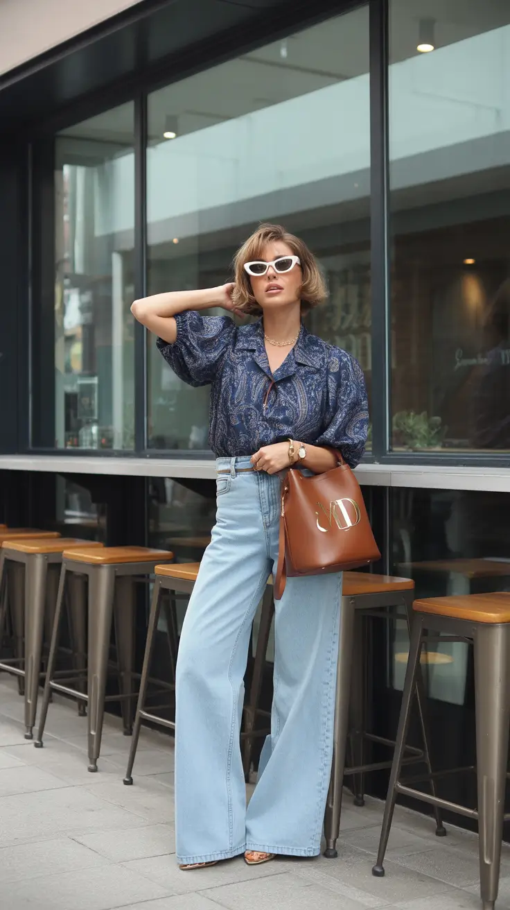 spring jeans outfit 2026 Soft Paisley and Light Denim Ease