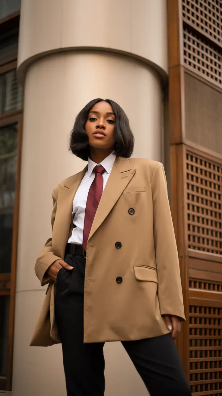 spring outfits black women 2026 Masculine Lines with a Feminine Spring Edge