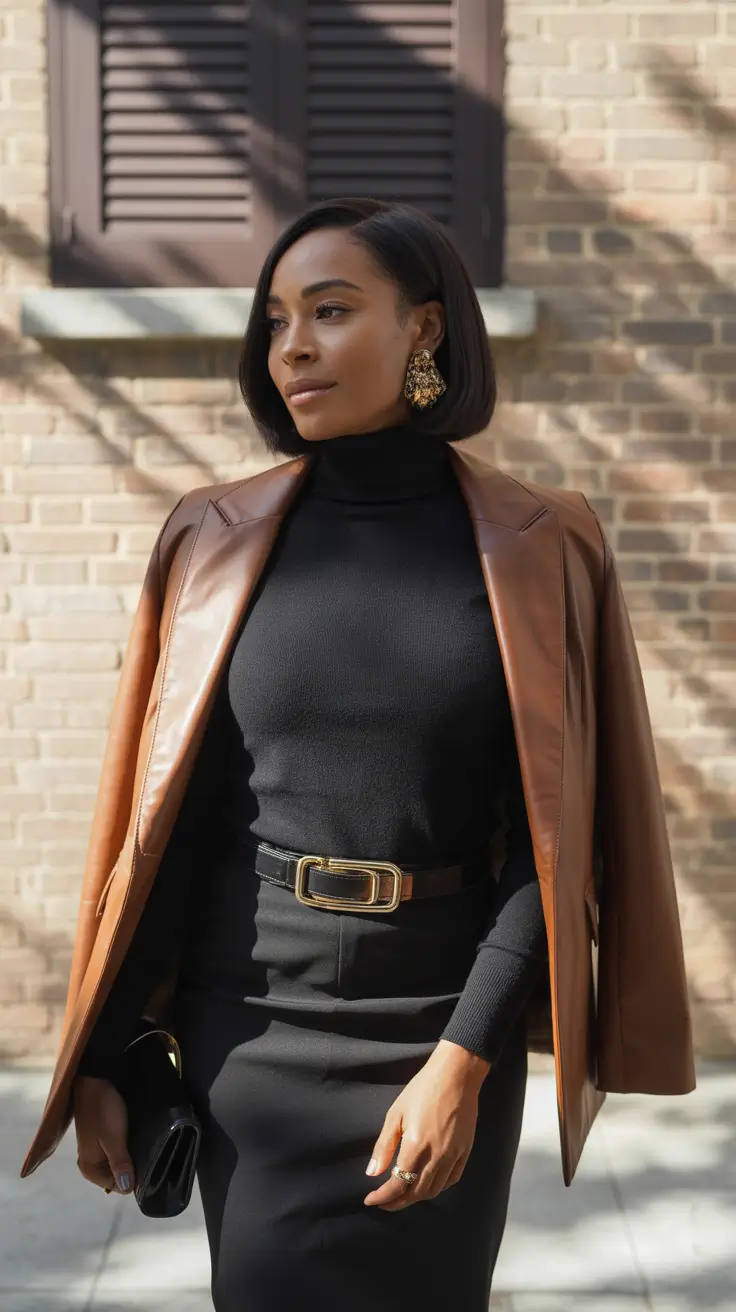 spring outfits black women 2026 Rich Neutrals with a Sleek Spring Silhouette