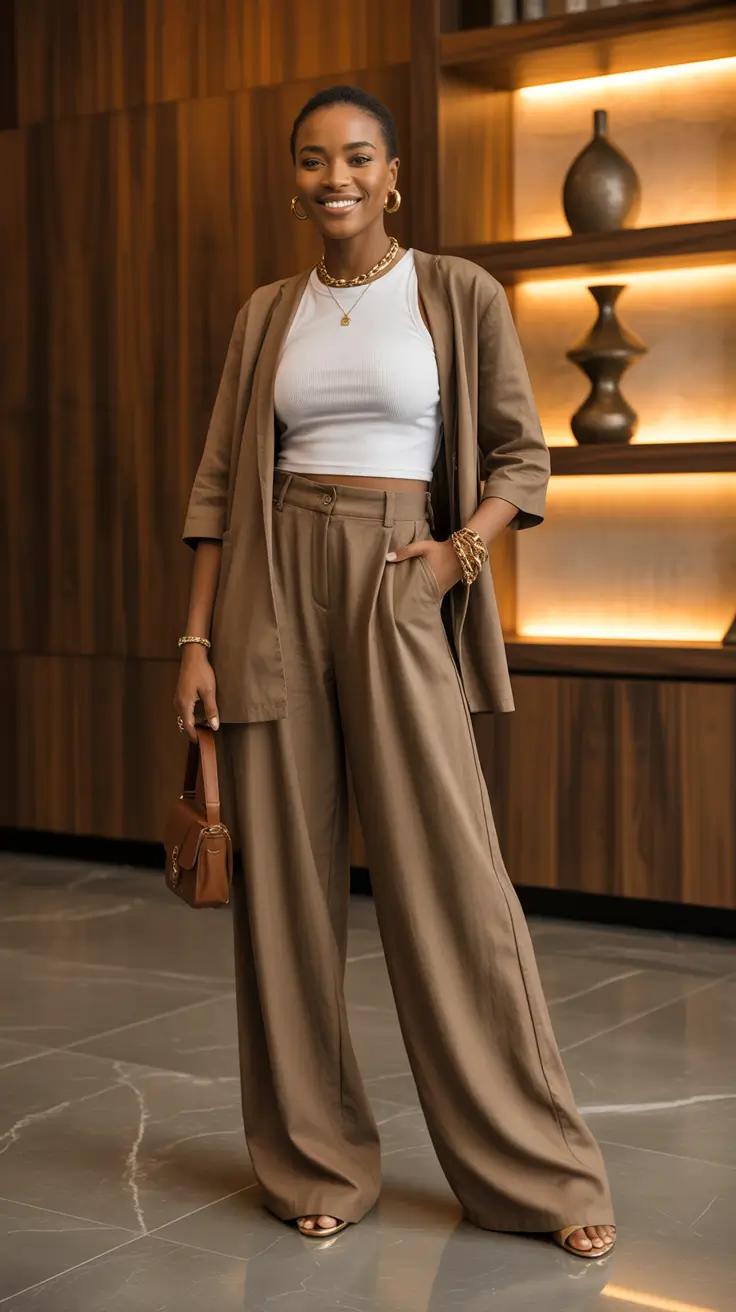 spring outfits black women 2026 Soft Tailoring in Earthy Tones
