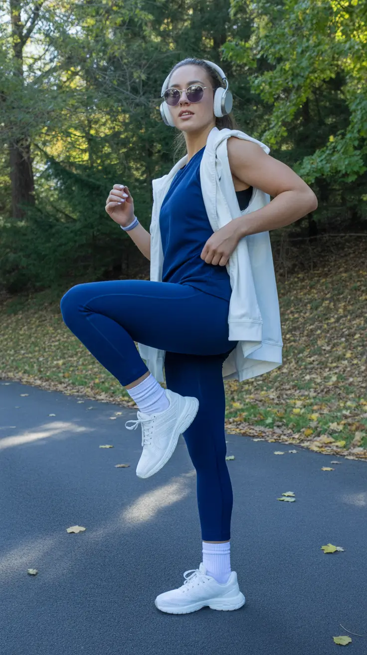sport outfits women spring Deep Blue Outdoor Training With Layered Versatility