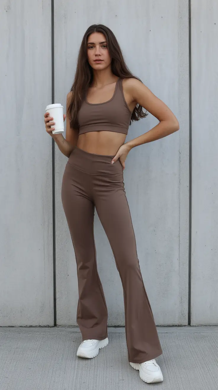 sport outfits women spring Warm Neutrals With a Flared, Feminine Twist