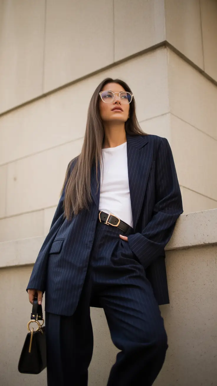 spring work outfits 2026 Pinstripes Reimagined for 2026