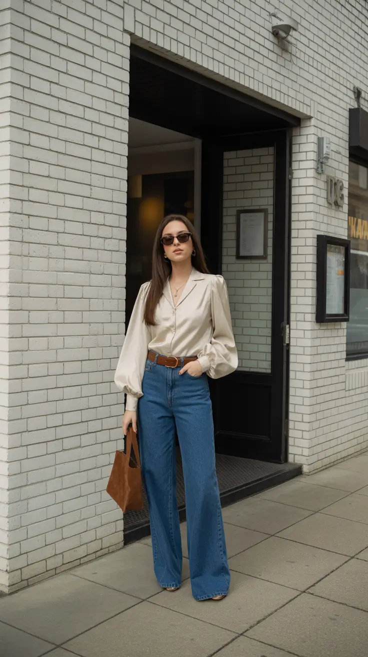 winter to spring outfits 2026 Silk and Denim for an Effortless Seasonal Reset