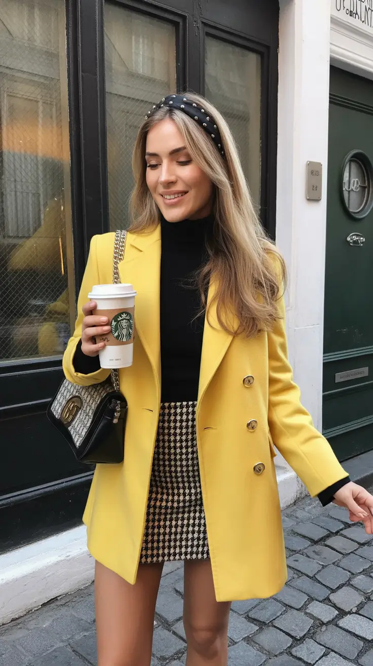 winter to spring outfits 2026 Bold Color with Playful Details for a Cheerful Transition