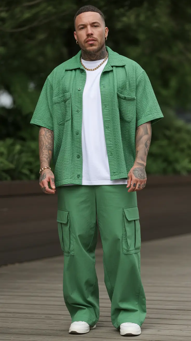 casual summer outfits men 2026 Bold Monochrome Streetwear and Statement Confidence