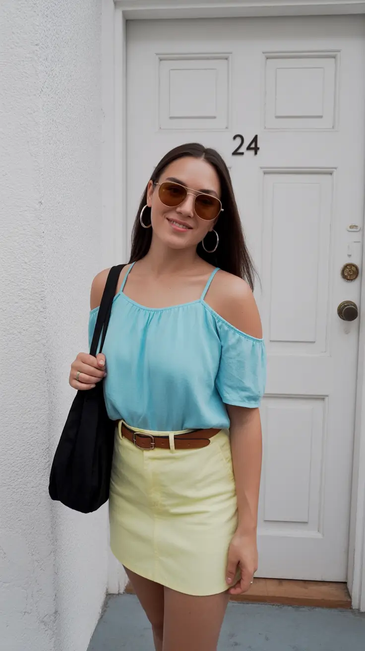 cute Y2K summer outfits 2026 Soft color blocking and feminine summer ease