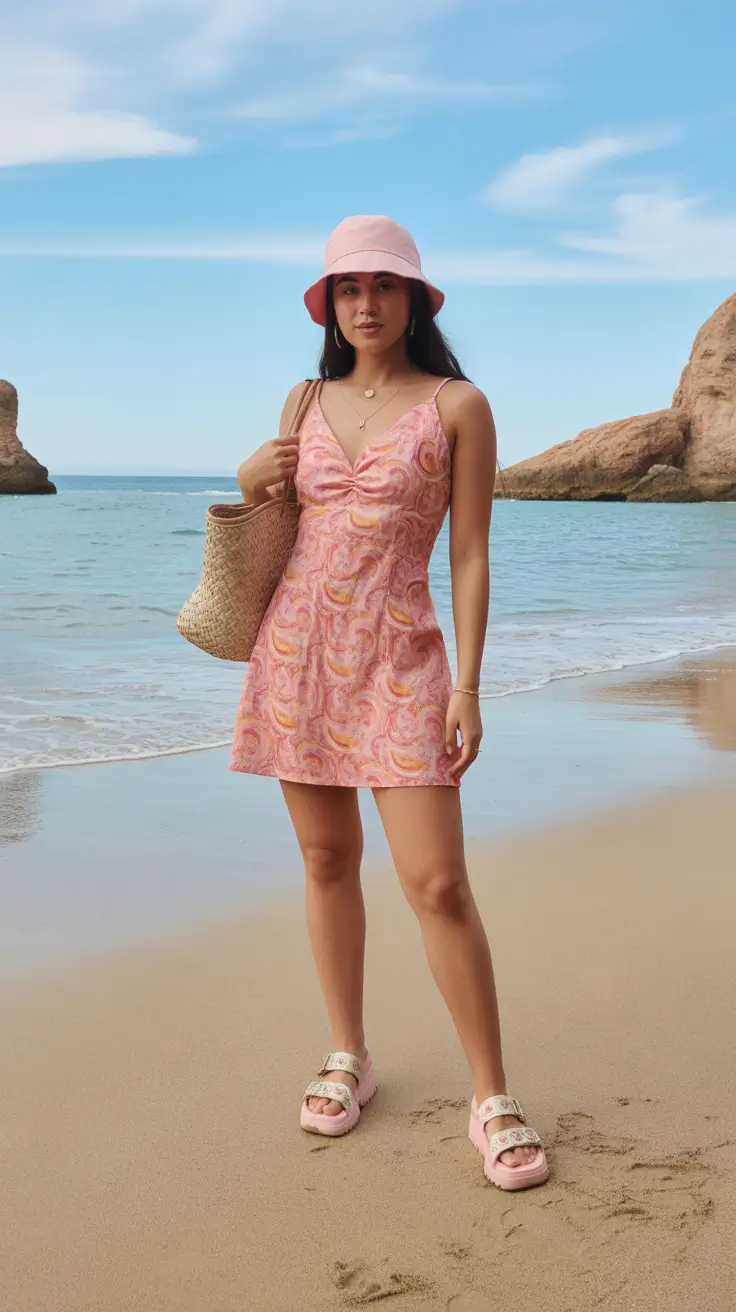 cute Y2K summer outfits 2026 Soft beach nostalgia with a playful twist