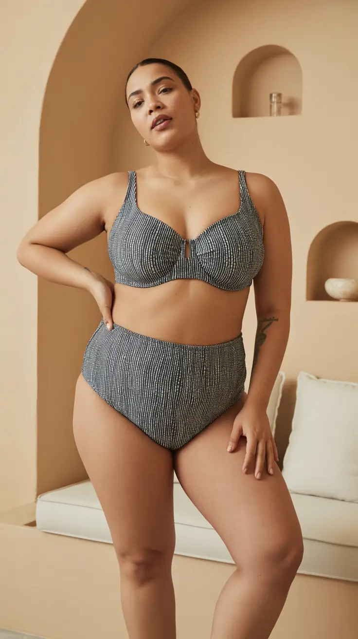 plus size swimsuit Summer 2026 Textured Neutral Bikini That Feels Quietly Luxe