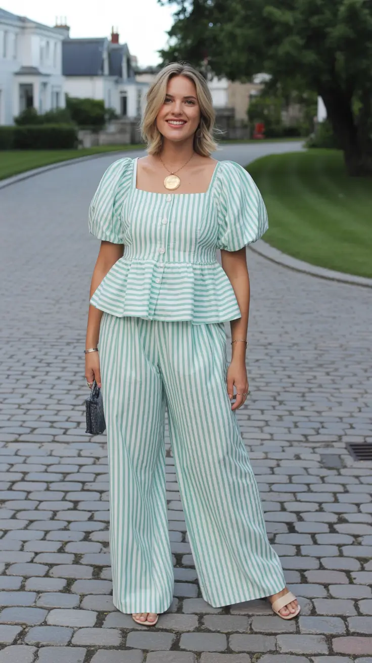 retro vintage summer outfits 2026 Soft Striped Sets and Modern Feminine Ease