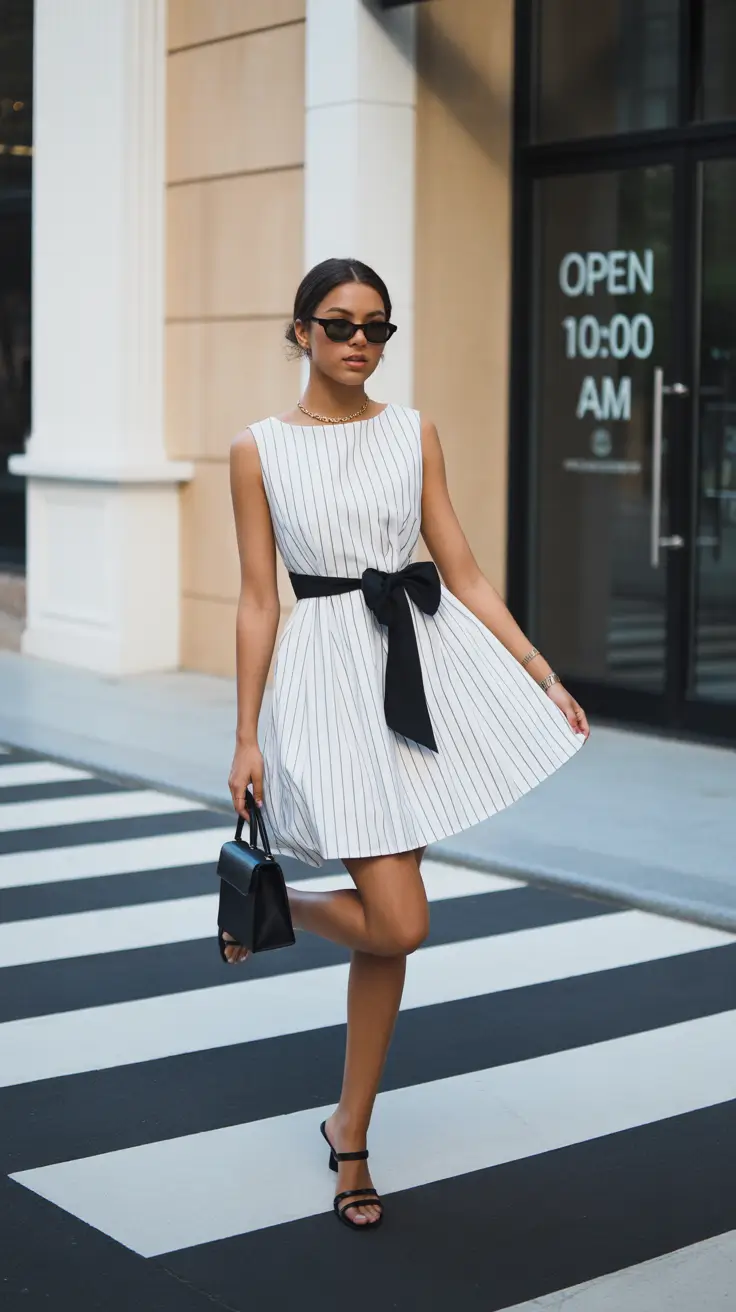 retro vintage summer outfits 2026 Minimal Stripes and Timeless City Elegance