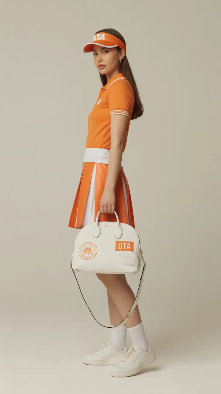 sporty chic summer tennis outfits 2026 Playful Orange Preppy with a Street Style Twist