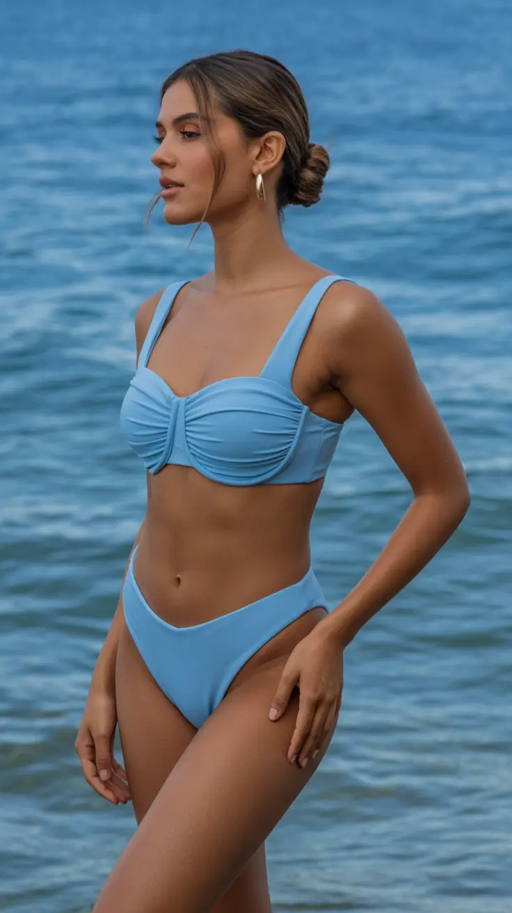 summer bikinis for women 2026 Soft Blue Structure - The New Minimal Classic