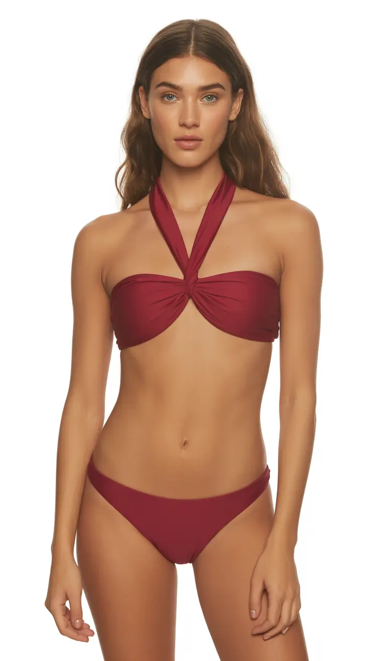 summer bikinis for women 2026 Deep Wine Bandeau - Quiet Drama, No Effort Required