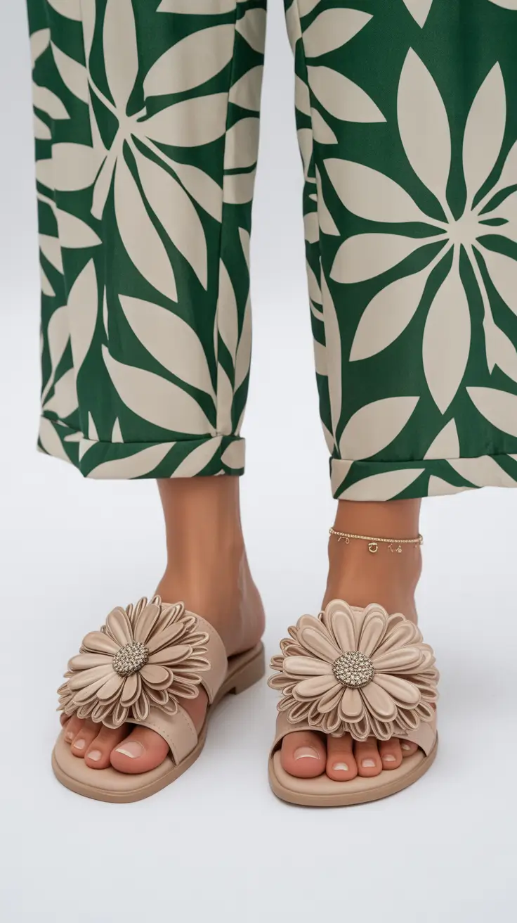 summer flip flops for women Playful Floral Slides for Feminine Summer Energy