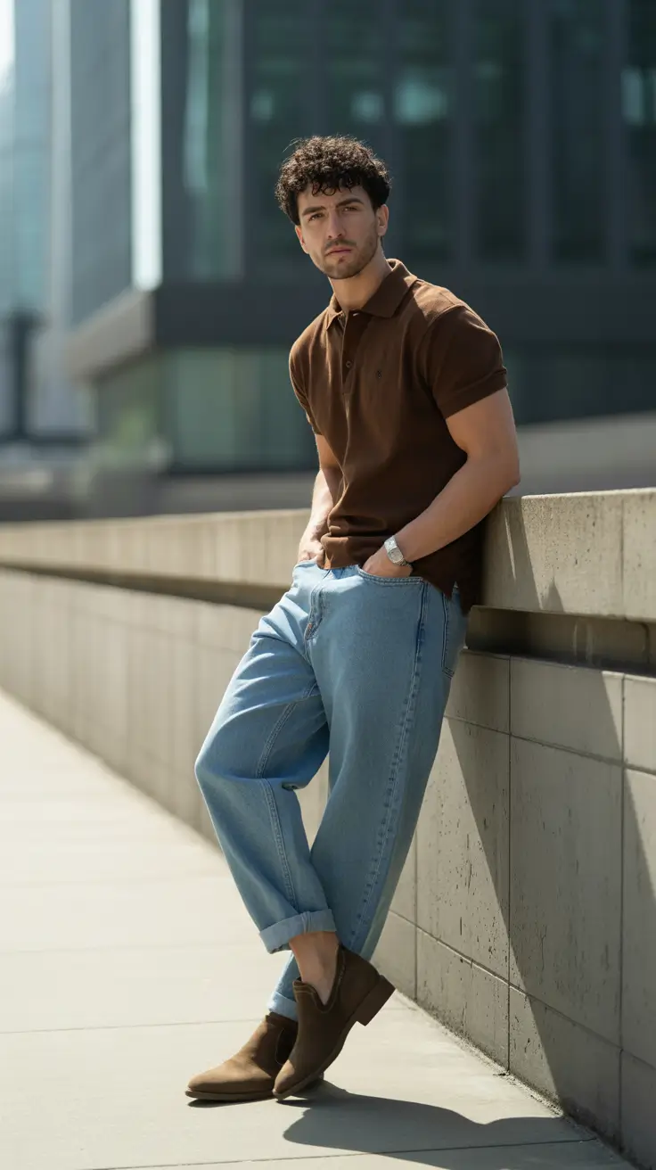 summer outfits fort men 2026 Relaxed Denim and Polo Revival for Everyday Street Confidence