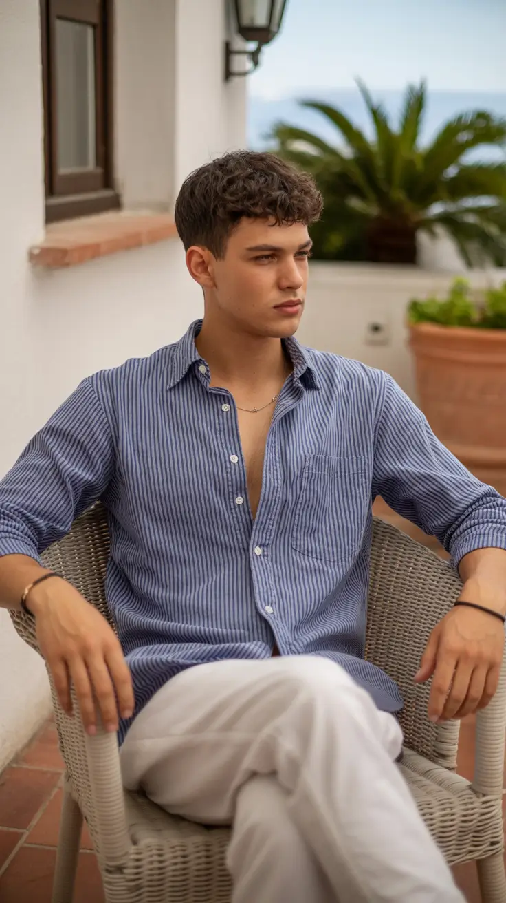 summer outfits fort men 2026 Striped Coastal Ease with Relaxed Tailoring