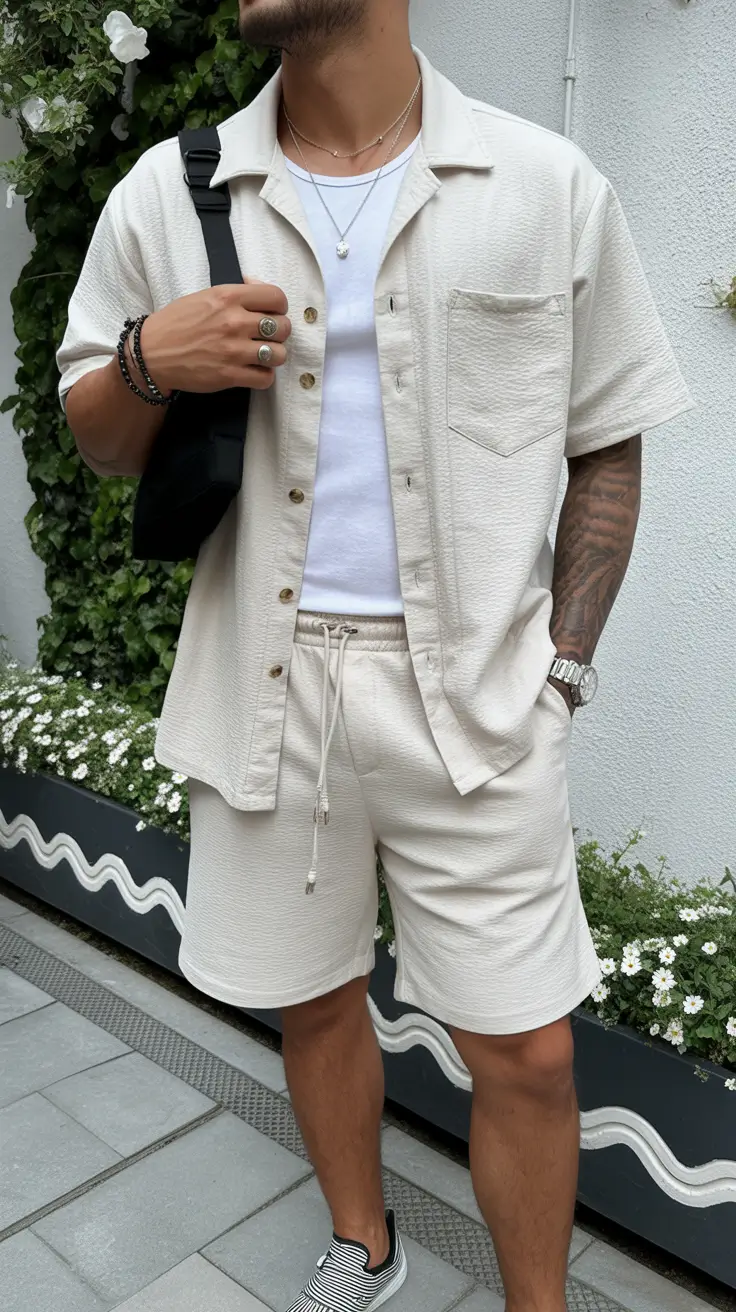 summer outfits fort men 2026 Textured Monochrome for Elevated Leisure