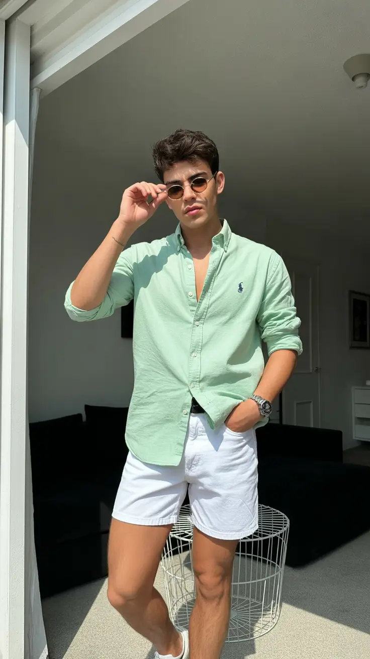summer outfits fort men 2026 Mint Fresh Minimalism for Modern Casual Moments