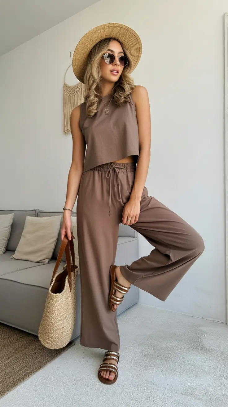 summer outfits with sandals for women 2026 Soft Neutral Co-ord for Elevated Comfort