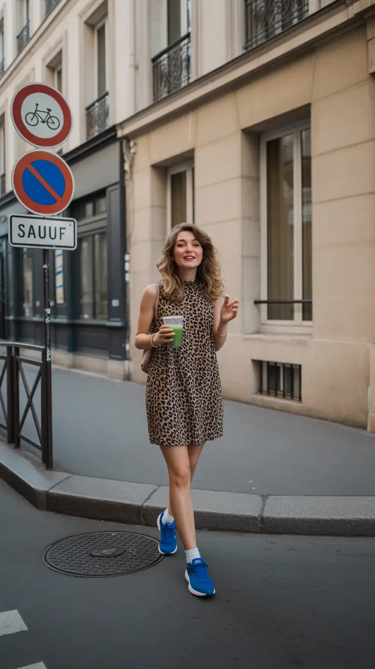 summer outfits with sneakers for women 2026 The Leopard Dress That Makes Sneakers Feel Chic