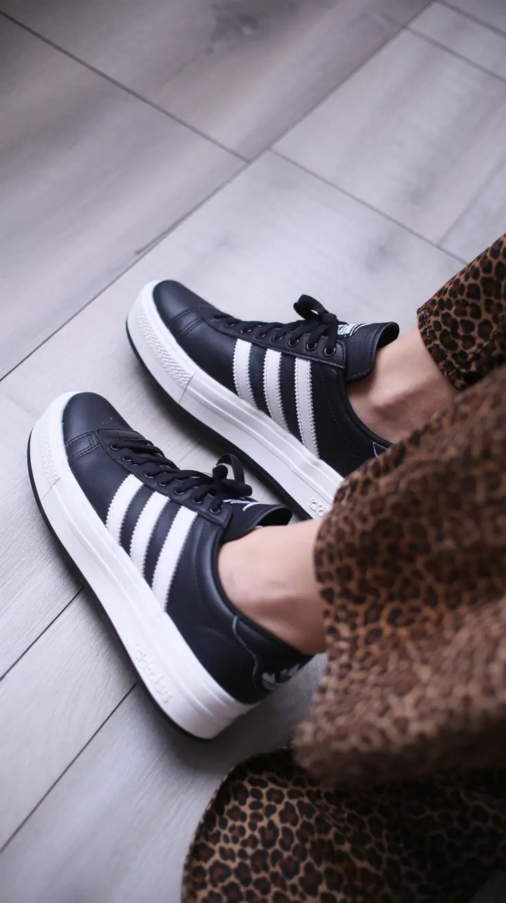 summer outfits with sneakers for women 2026 Black Sneakers That Ground Bold Prints