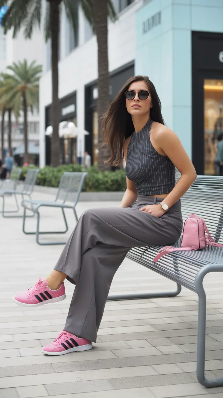 summer outfits with sneakers for women 2026 Tailored Meets Playful in the City Heat