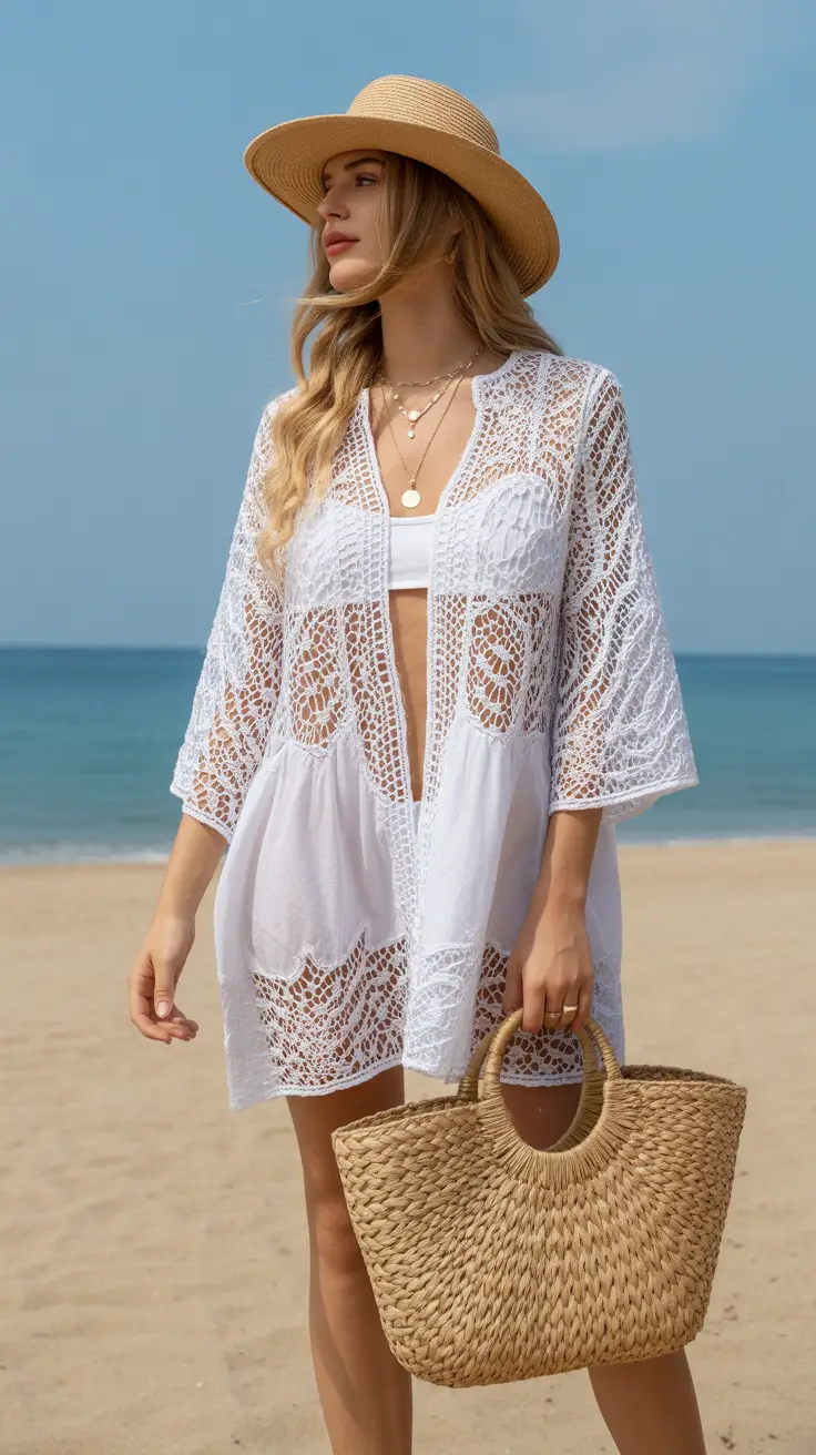 swimsuit coverups outfit 2026 Boho Crochet Layers and Beach Day Ease