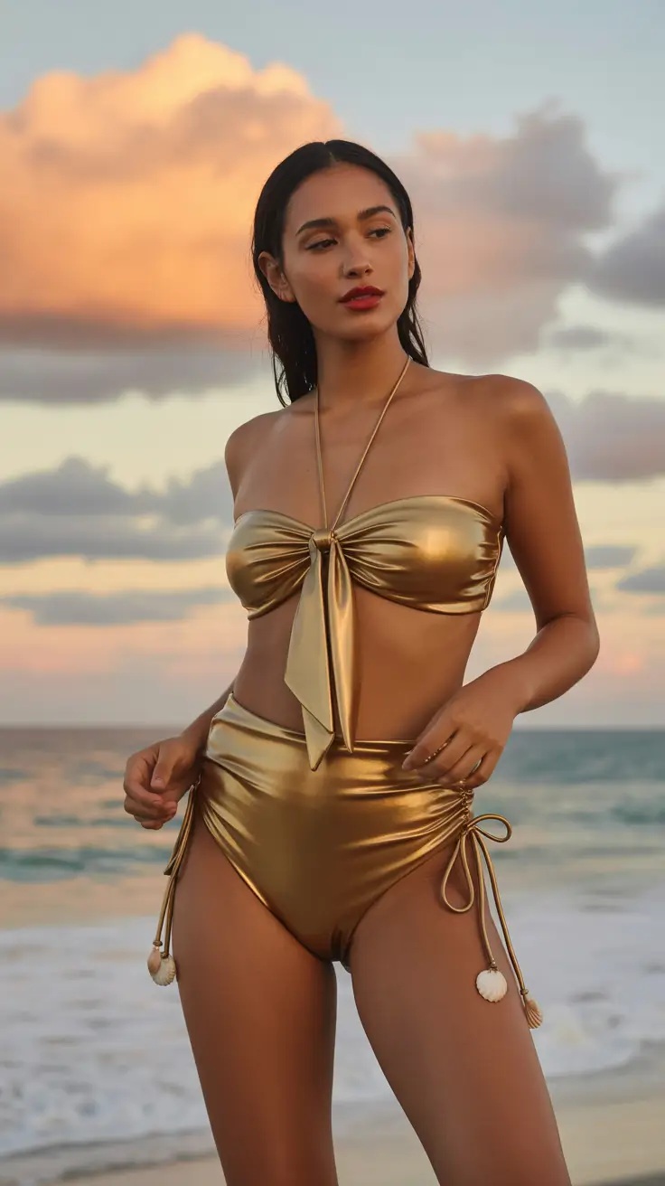 swimsuit for pool party 2026 Golden Hour Glam - Vegas Night Pool Party Swimsuit