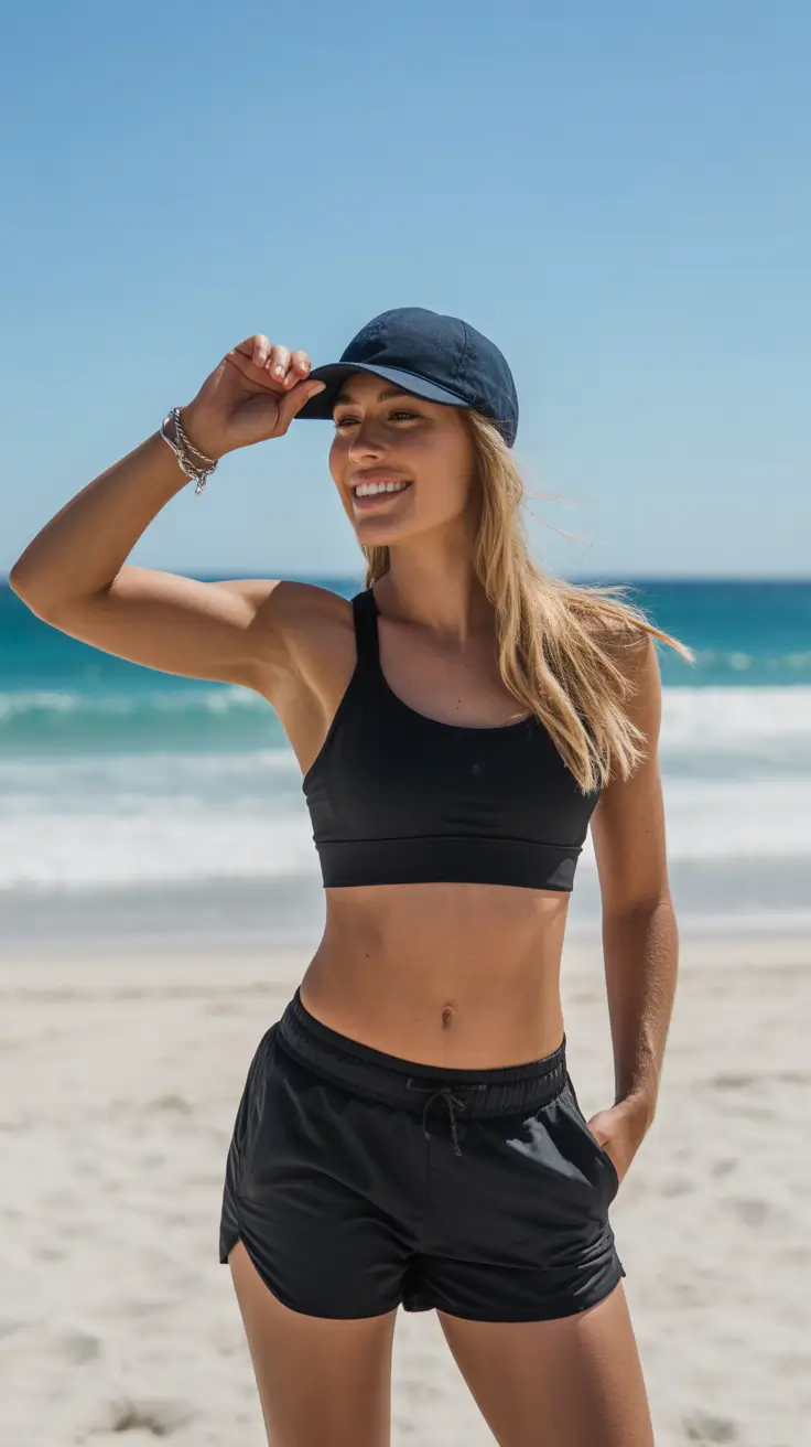 swimsuit with shorts 2026 Minimalist Coastal Calm - Effortless Black Layers