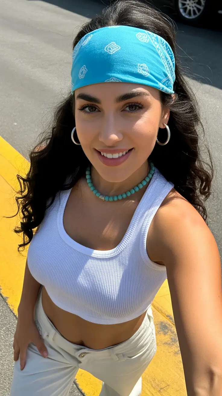 A head bandana—a summer accessory 2026 Sporty Clean Girl Energy with a Pop of Color