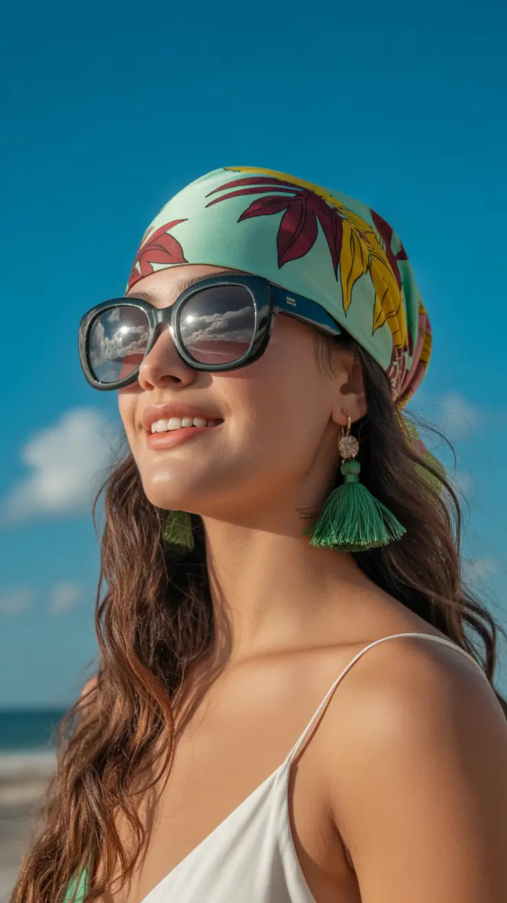 A head bandana—a summer accessory 2026 Bold Accessories and Vacation-Ready Energy