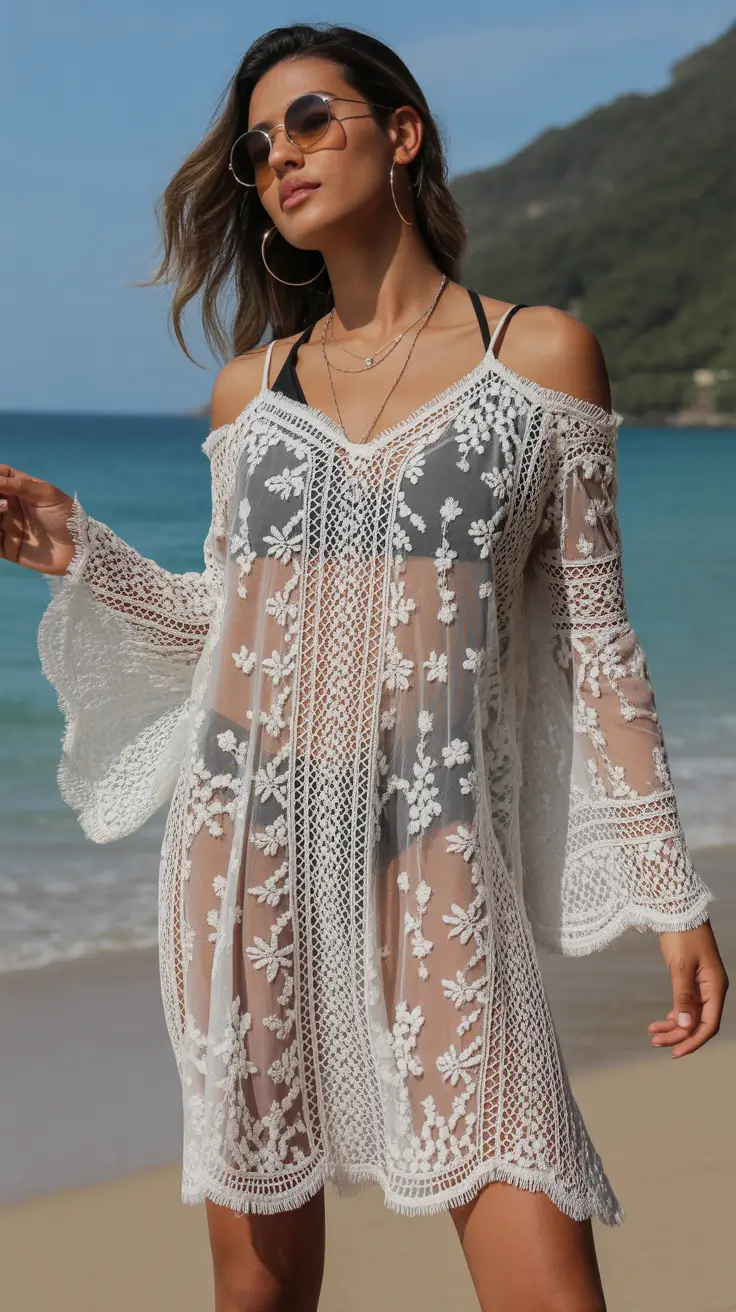 beach tunic cover up 2026 Sheer Crochet Energy - When Texture Becomes the Outfit