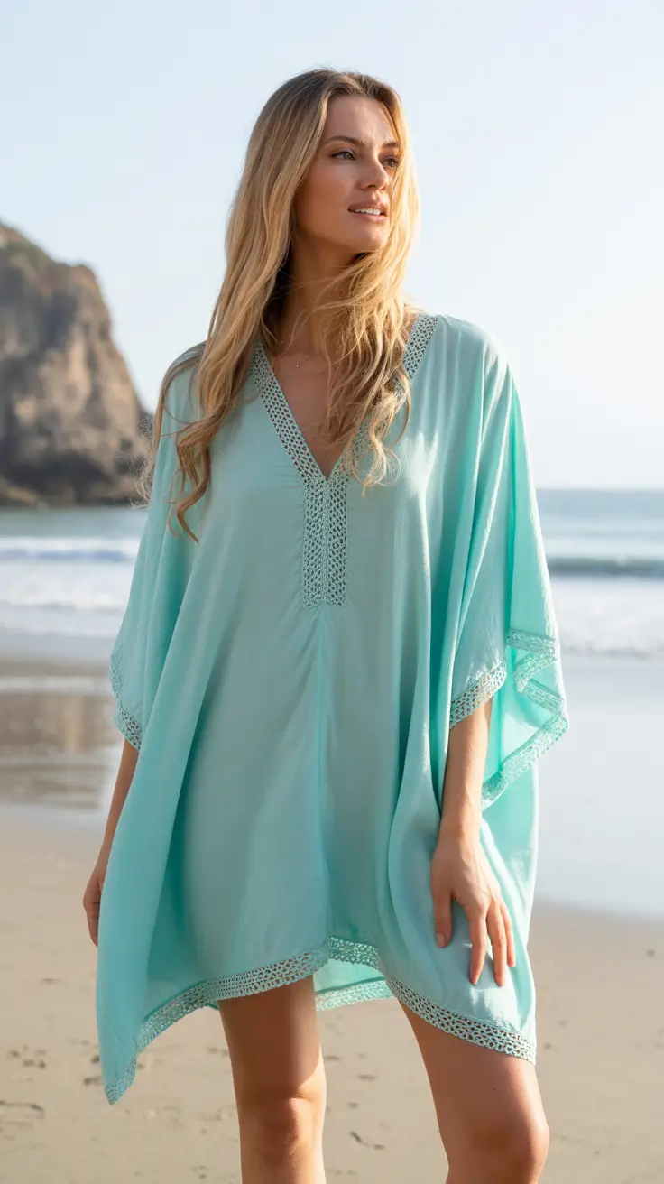 beach tunic cover up 2026 Soft Aqua Drift - The Barely-There Tunic That Moves With You