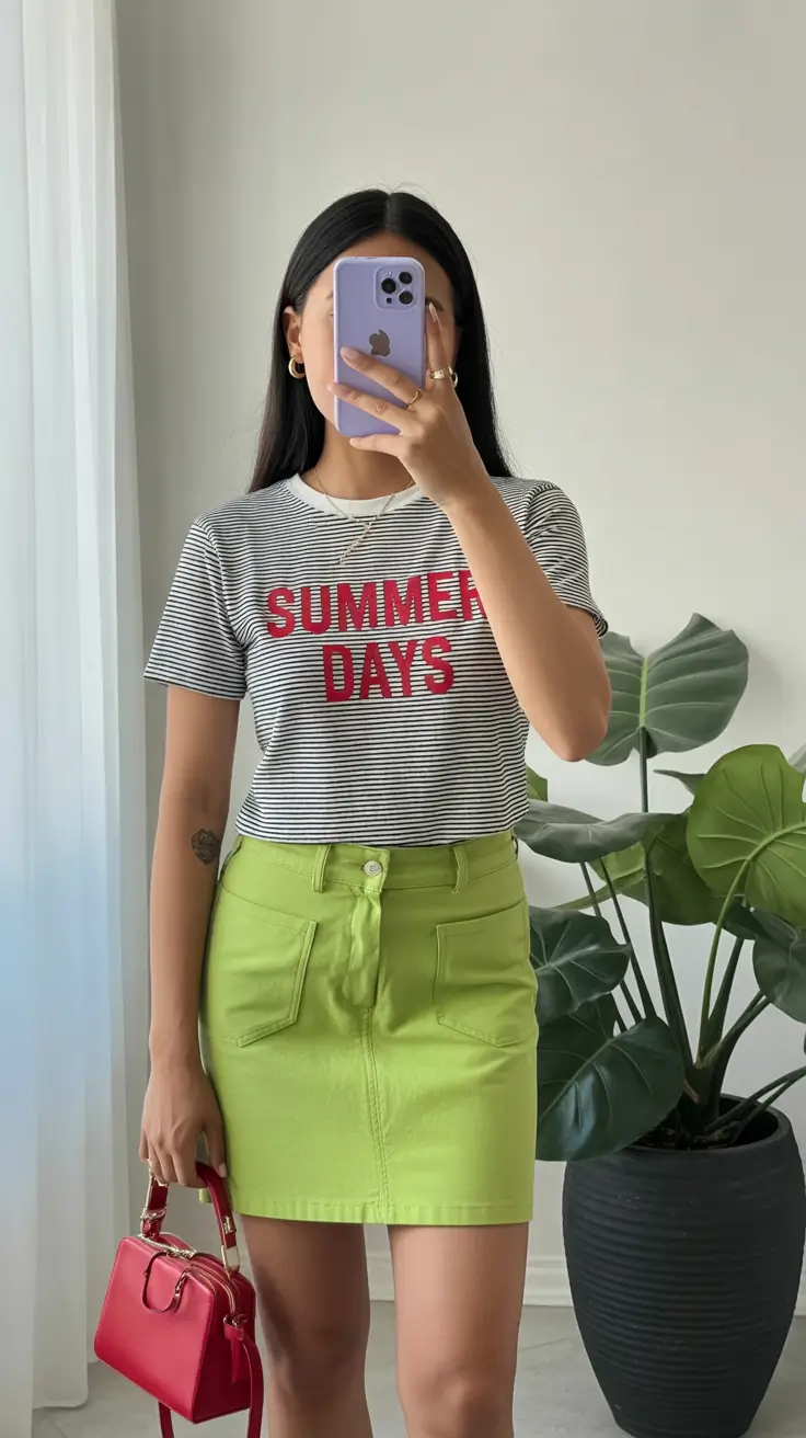 summer capsule wardrobe for women 2026 Graphic Tees and Bright Minis That Bring Energy Back