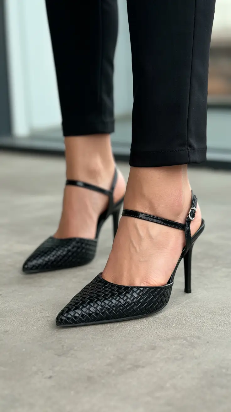 summer outfits with heels for women 2026 Textured Black Heels That Redefine Basics