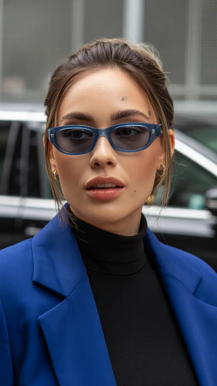 summer oversized sunglasses 2026 Unexpected Blue Frames for City Contrast