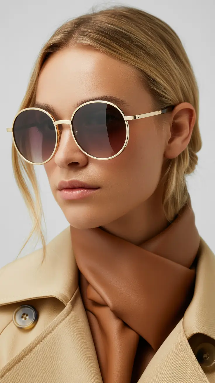 summer oversized sunglasses 2026 Classic Round Frames with Parisian Ease